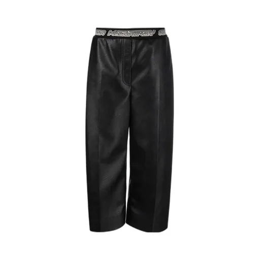 Logo-Waistband Faux-Leather Culottes