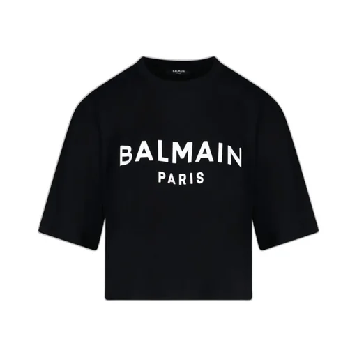 Balmain Logo Printed Cropped T-Shirt
