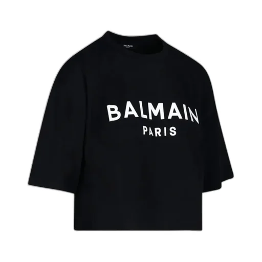 Balmain Logo Printed Cropped T-Shirt