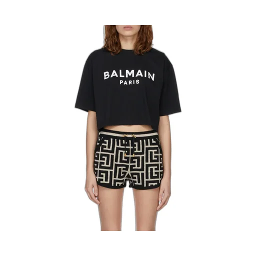 Balmain Logo Printed Cropped T-Shirt