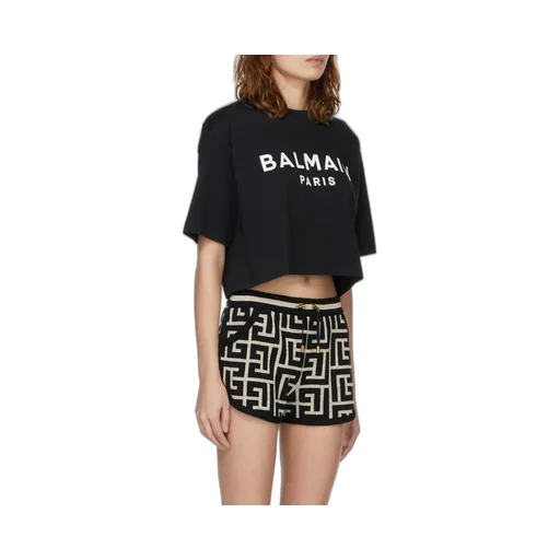 Balmain Logo Printed Cropped T-Shirt