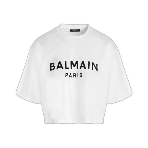 Balmain Logo Printed Cropped T-Shirt