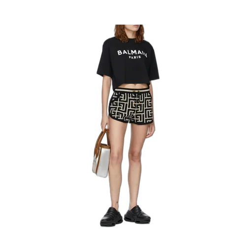 Balmain Logo Printed Cropped T-Shirt