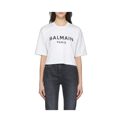 Balmain Logo Printed Cropped T-Shirt
