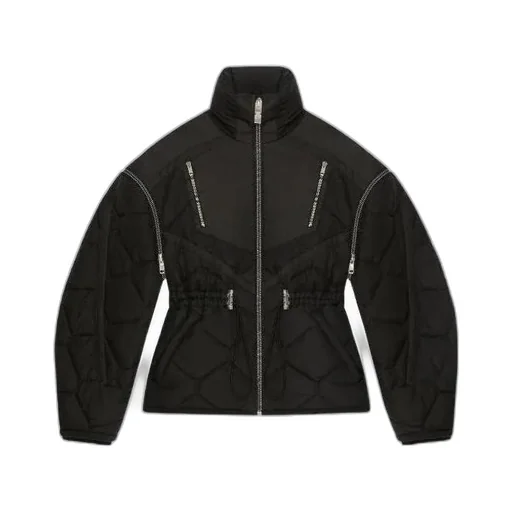 Logo Detachable Sleeve Quilted Short Coat