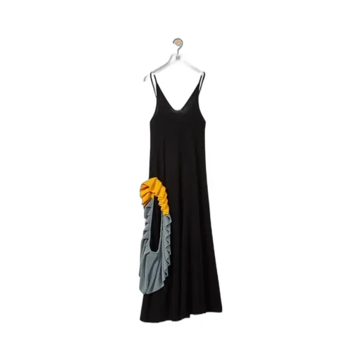 Wool Pleated Trimmed Knitted Medium Dress