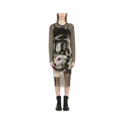 Graphic-Print Long-Sleeve Dress