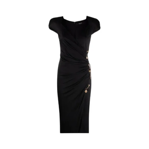Safety Pin Draped Fitted Dress