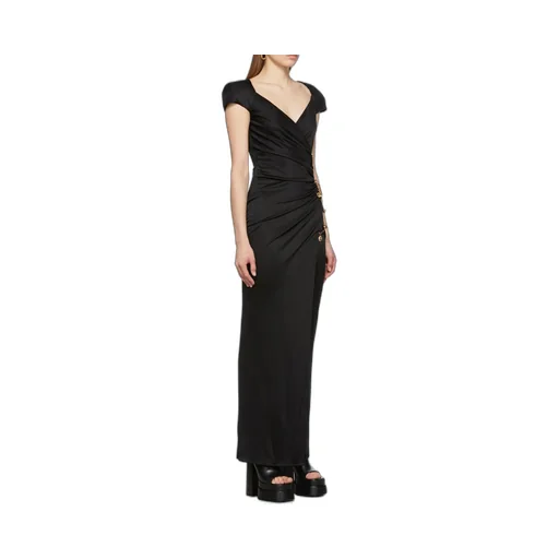 Safety Pin Draped Fitted Dress