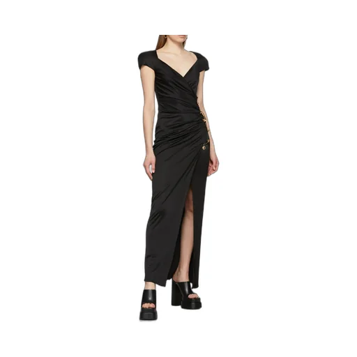 Safety Pin Draped Fitted Dress