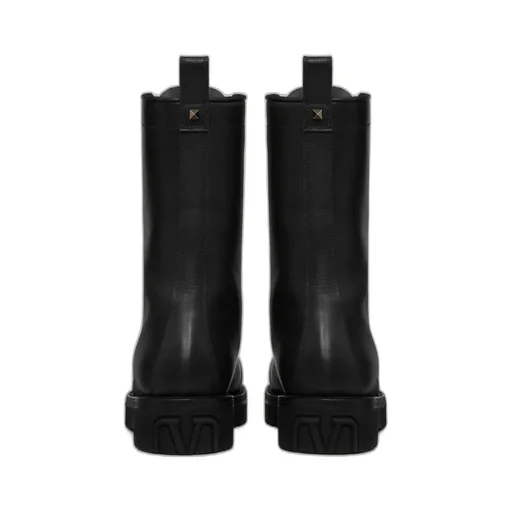 Valentino Round Toe Lace-Up Combat Boots