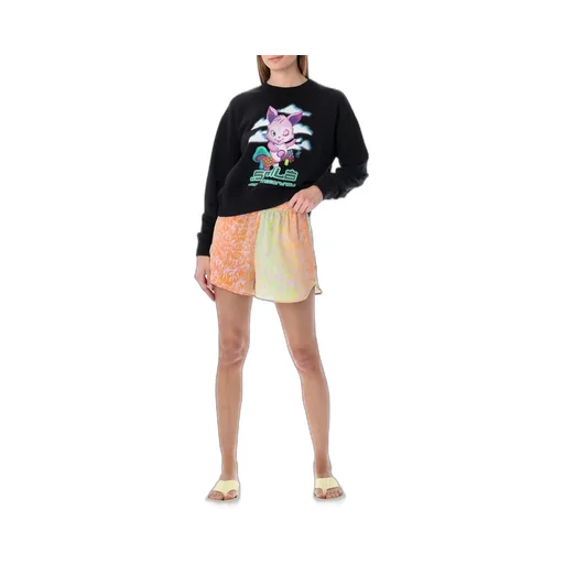 Stella Mccartney Curved Hem Slogan Printed Shorts
