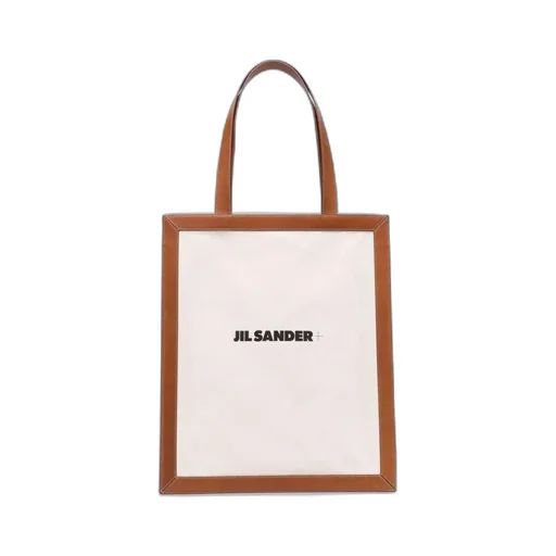 Jil Sander Logo Printed Open Top Tote Bag