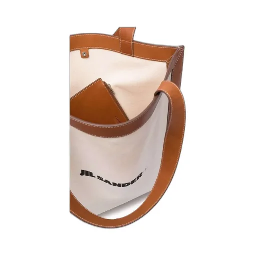 Jil Sander Logo Printed Open Top Tote Bag
