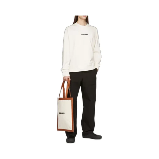 Jil Sander Logo Printed Open Top Tote Bag
