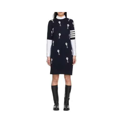4-Bar Striped Knitted Dress