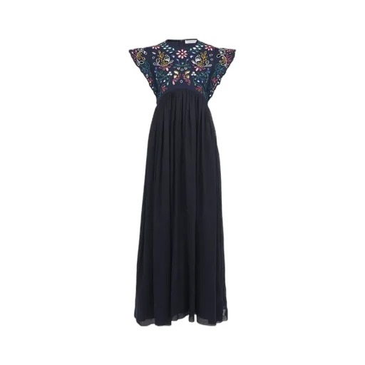 Embroidered Lotus Leaf Edge Dress