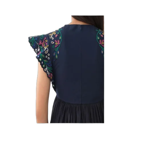 Embroidered Lotus Leaf Edge Dress