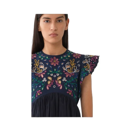 Embroidered Lotus Leaf Edge Dress