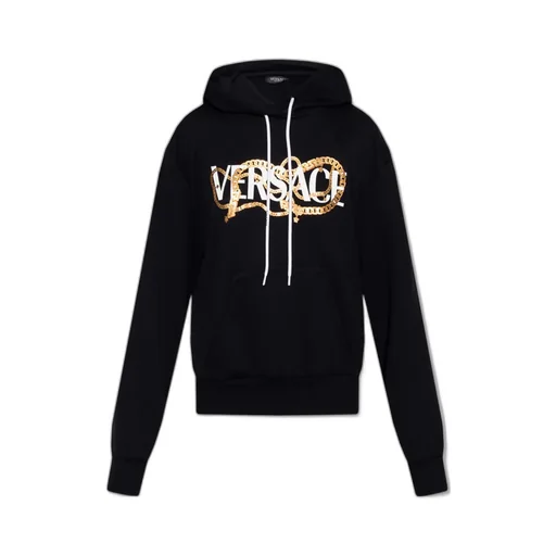 Versace Logo Print Drawstring Hoodie