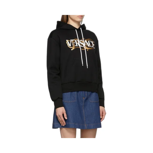 Versace Logo Print Drawstring Hoodie