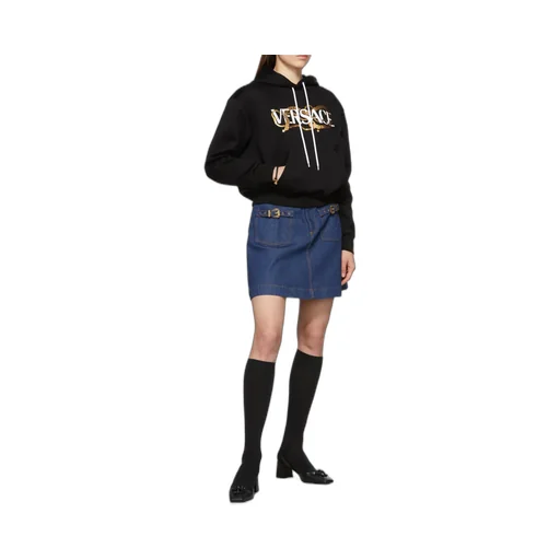 Versace Logo Print Drawstring Hoodie