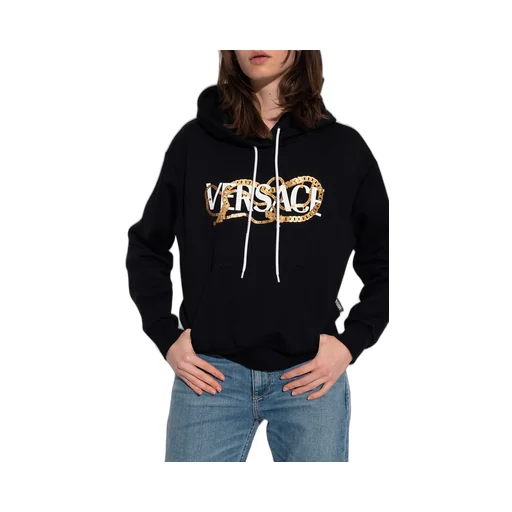 Versace Logo Print Drawstring Hoodie