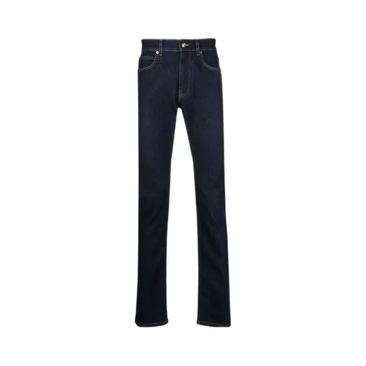 Versace Logo Patch Mid Rise Jeans