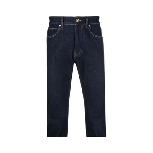 Versace Logo Patch Mid Rise Jeans