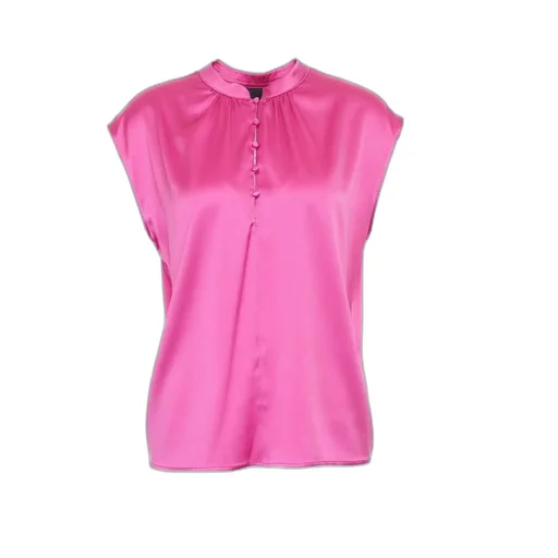 Pinko Satin Button-Up Sleeveless Blouse
