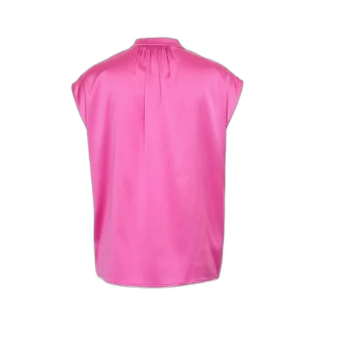 Pinko Satin Button-Up Sleeveless Blouse
