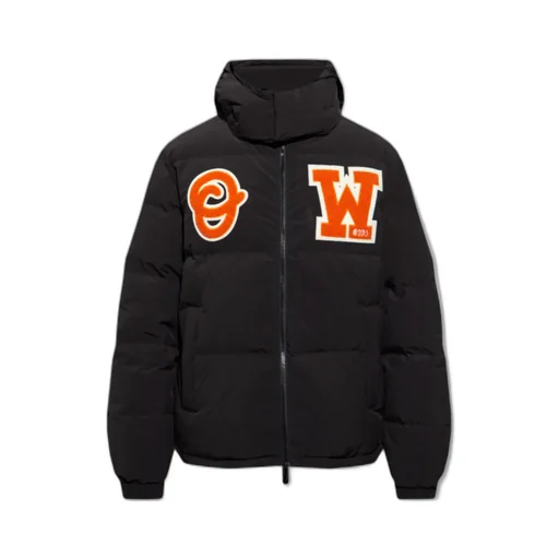 Off-White Zip-Up Long-Sleeved Puffer Coat