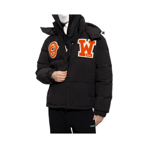 Off-White Zip-Up Long-Sleeved Puffer Coat