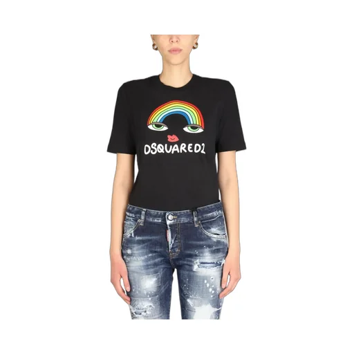 Dsquared2 Rainbow Printed Crewneck T-Shirt