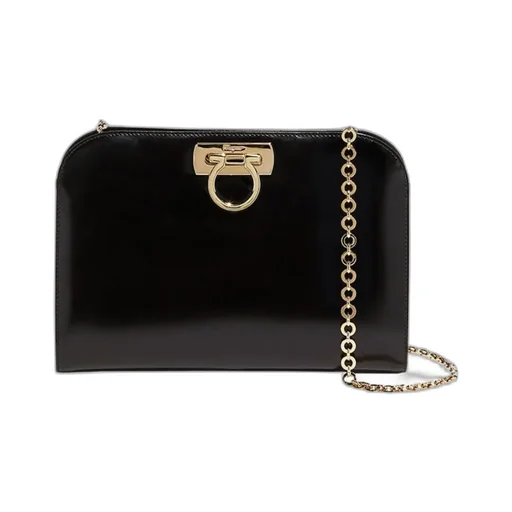 Salvatore Ferragamo Logo Plaque Chain Linked Clutch