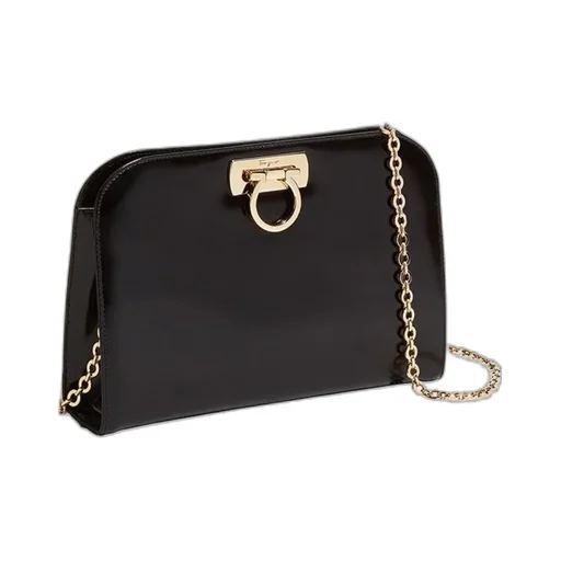 Salvatore Ferragamo Logo Plaque Chain Linked Clutch