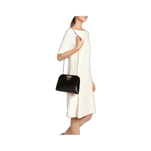 Salvatore Ferragamo Logo Plaque Chain Linked Clutch