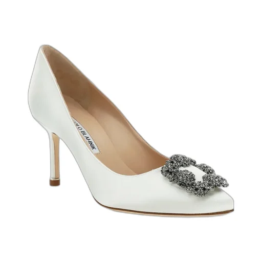 Manolo Blahnik Hangisi Embellished Satin Pumps