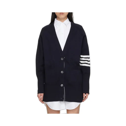 Thom Browne 4-Bar Long Sleeved Knit Cardigan