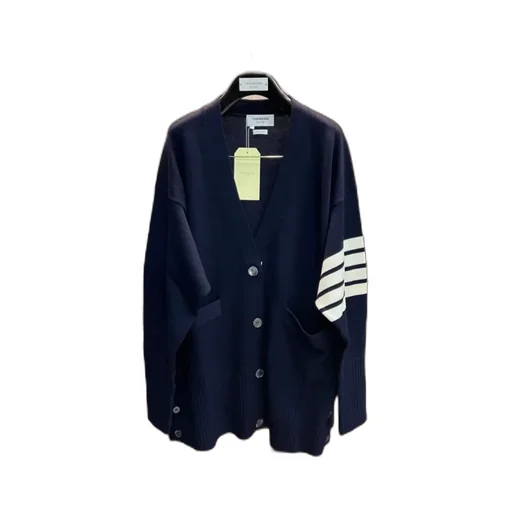 Thom Browne 4-Bar Long Sleeved Knit Cardigan