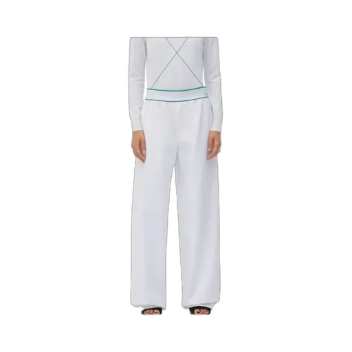 Bottega Veneta Logo Waistband Wide Leg Trousers
