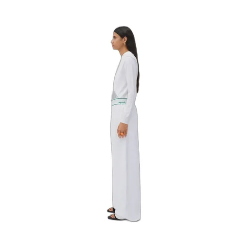 Bottega Veneta Logo Waistband Wide Leg Trousers