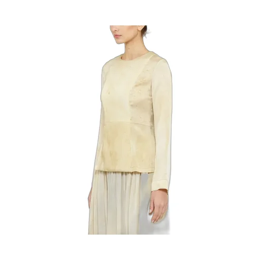 Button-Down Round Neck Blouse