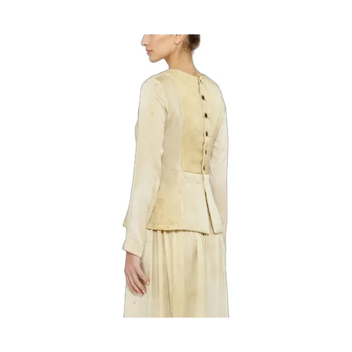 Button-Down Round Neck Blouse