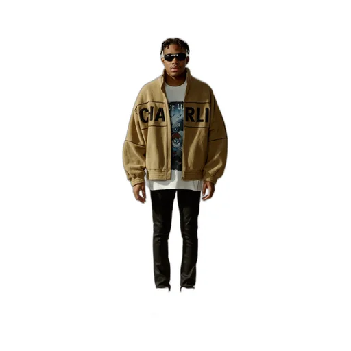 Stand-Collar Logo Casual Jacket