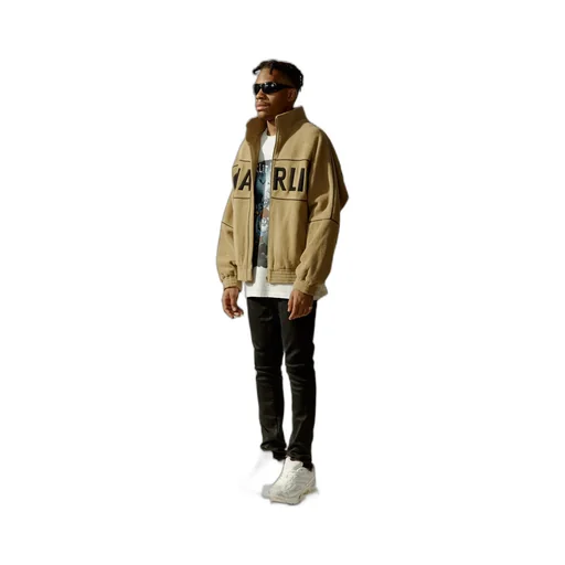 Stand-Collar Logo Casual Jacket