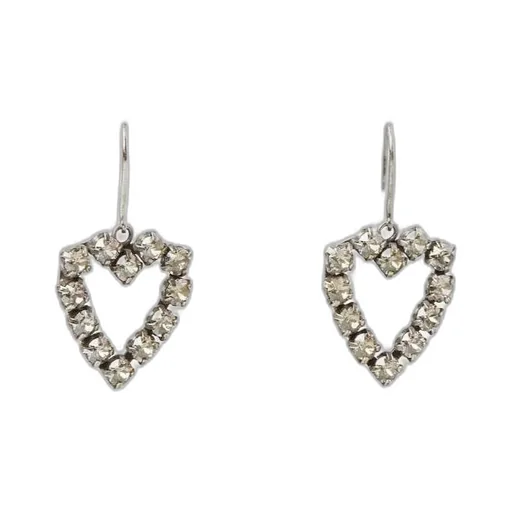 Rhinestone Open Heart Earrings In Metal