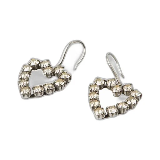 Rhinestone Open Heart Earrings In Metal