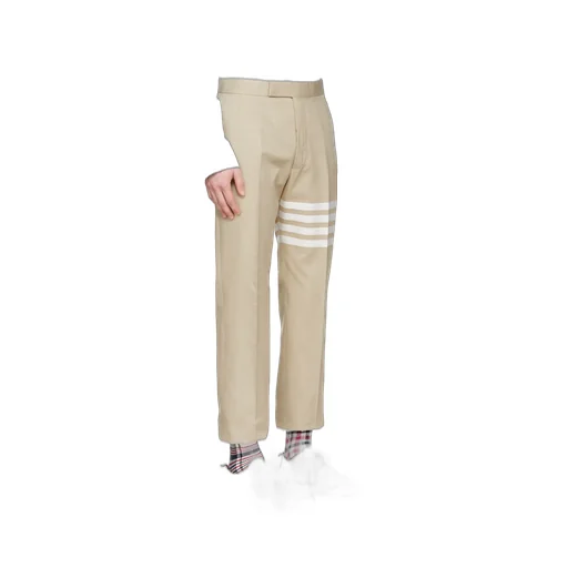 Stripe-Print Cotton Straight-Leg Trousers