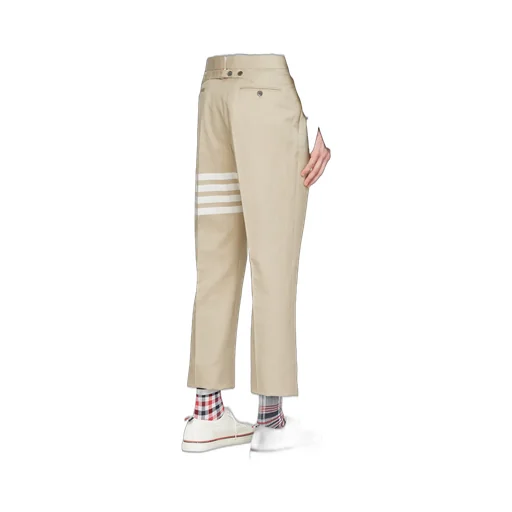 Stripe-Print Cotton Straight-Leg Trousers